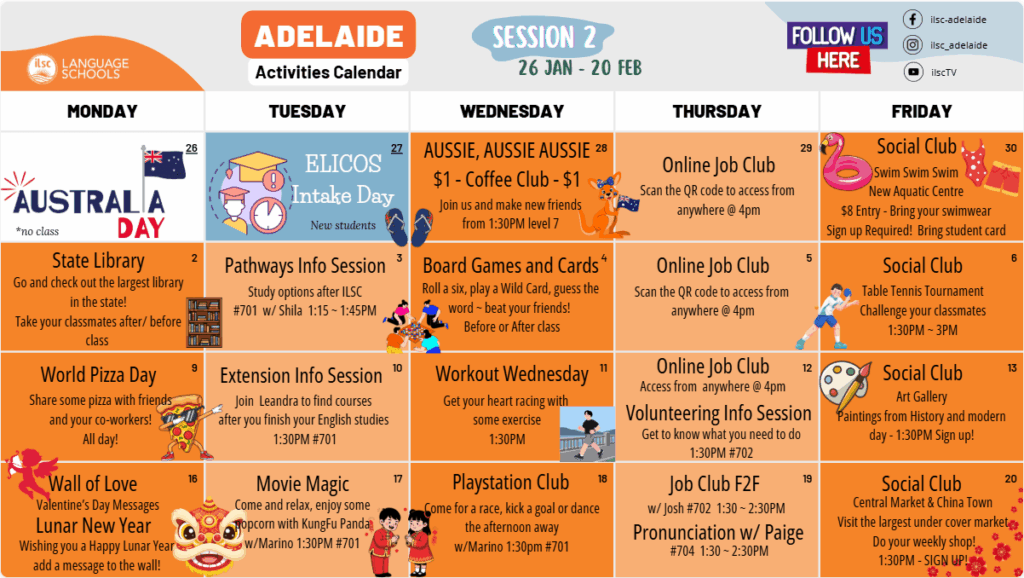 ILSCアデレード校のアクティビティー